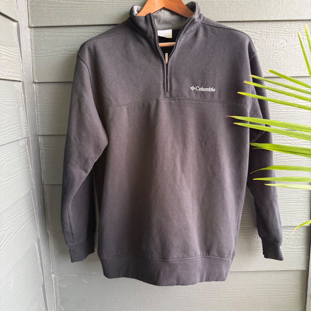 Columbia‎ Cotton Blend Quarter Zip Pullover Men's M Black Fleece Sweatshirt